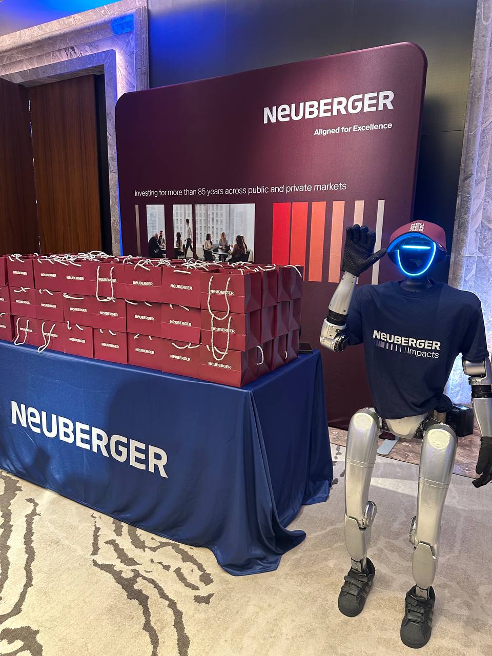 Humanoid Robots Hand Out Gifts at a Financial Industry Annual Event
